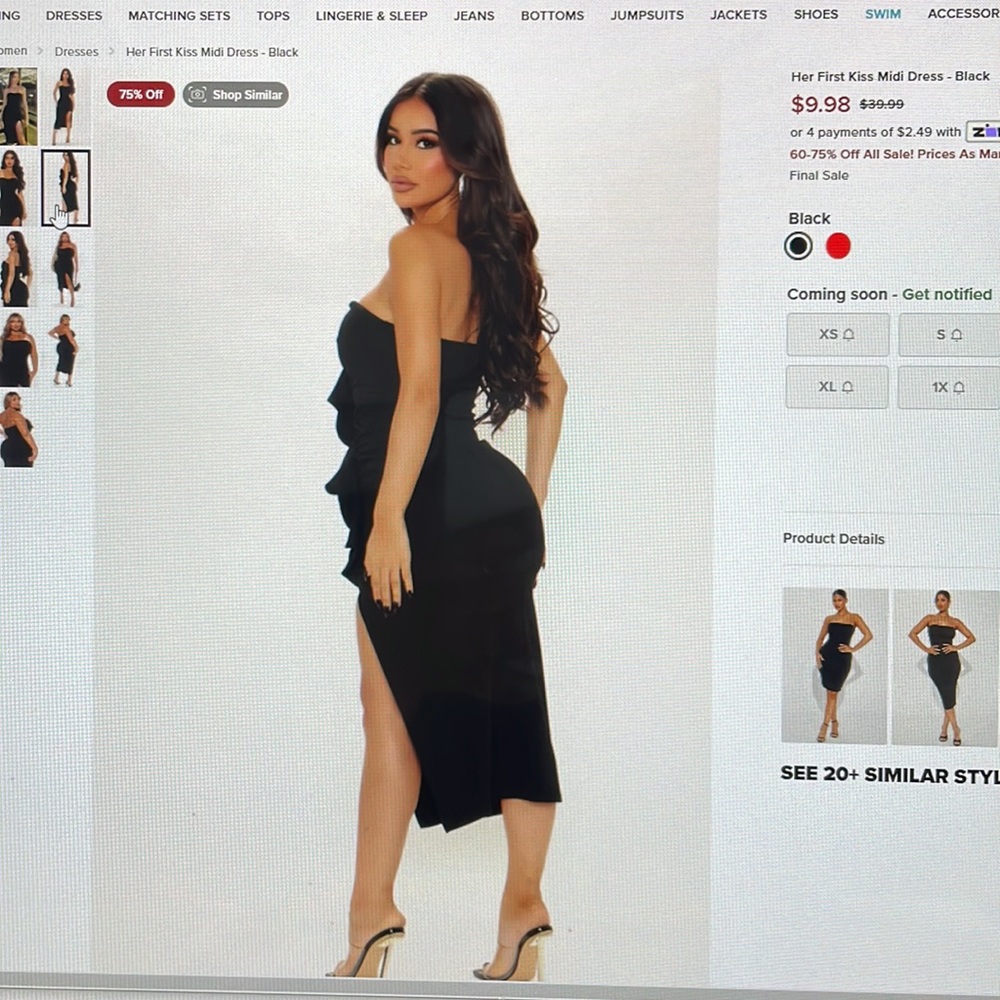 Fashion Nova black MIDI dress